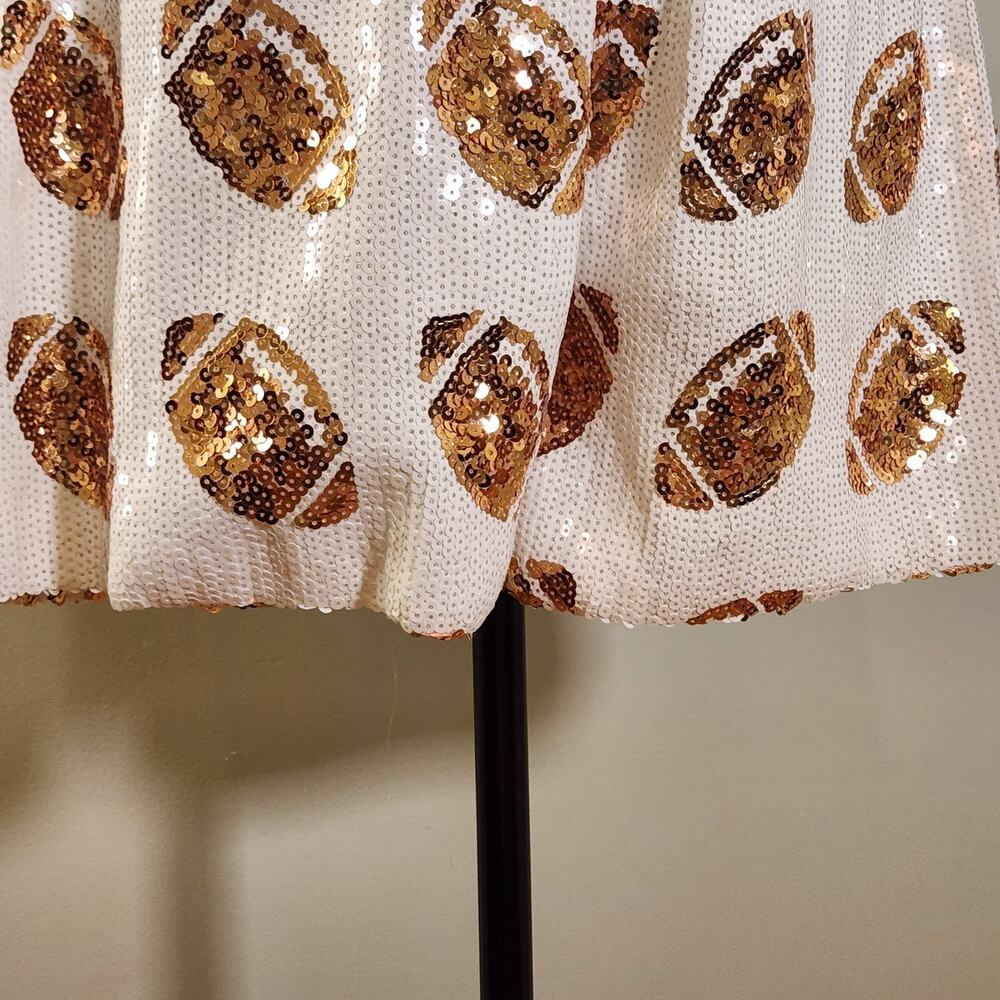 WHY DRESS NWT White & Gold Football Sequin Shorts, Size Large - Picture 9 of 13